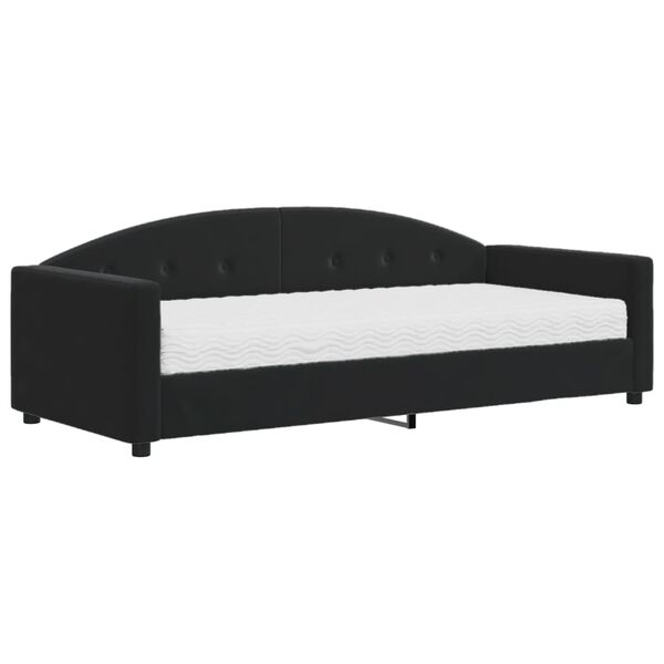 vidaXL Divano Letto con Materasso Nero 90x190 cm in Velluto