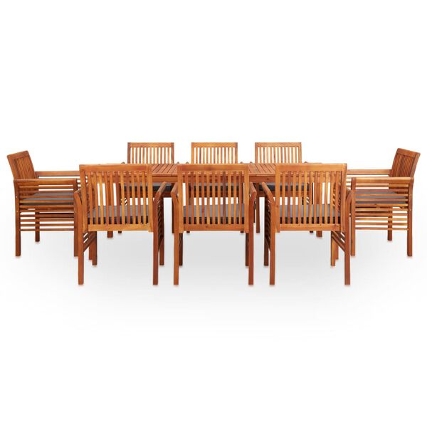 vidaXL Set da Pranzo da Giardino 9 pz con Cuscini Massello di Acacia