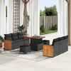 vidaXL Set Divano da Giardino con cuscino 11 pcs Nero polyrattan