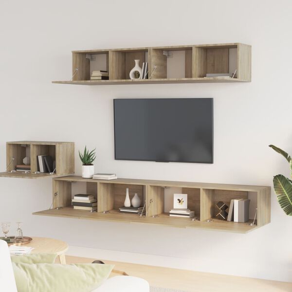 vidaXL Set di Mobili Porta TV 5 pz Rovere Sonoma in Legno Multistrato