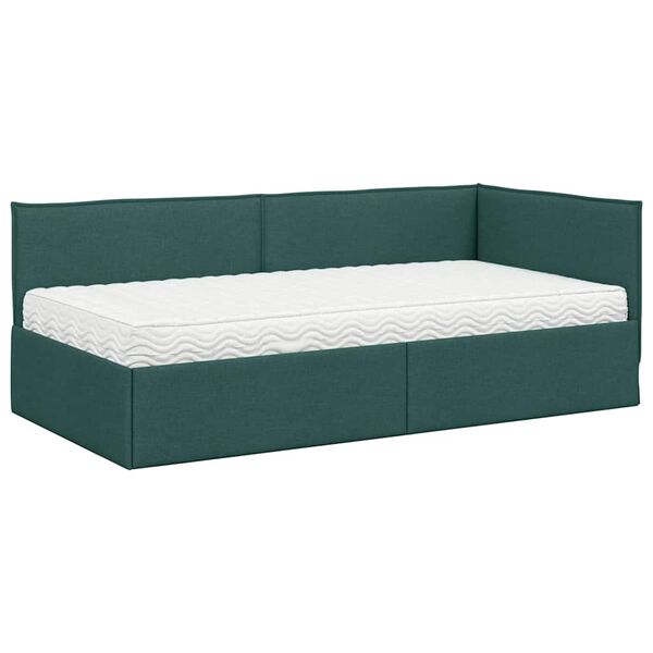 vidaXL Struttura Letto Angolare con Materasso 2 pcs Verde Velluto