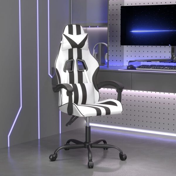 vidaXL Sedia da Gaming Bianco e Nero in Similpelle
