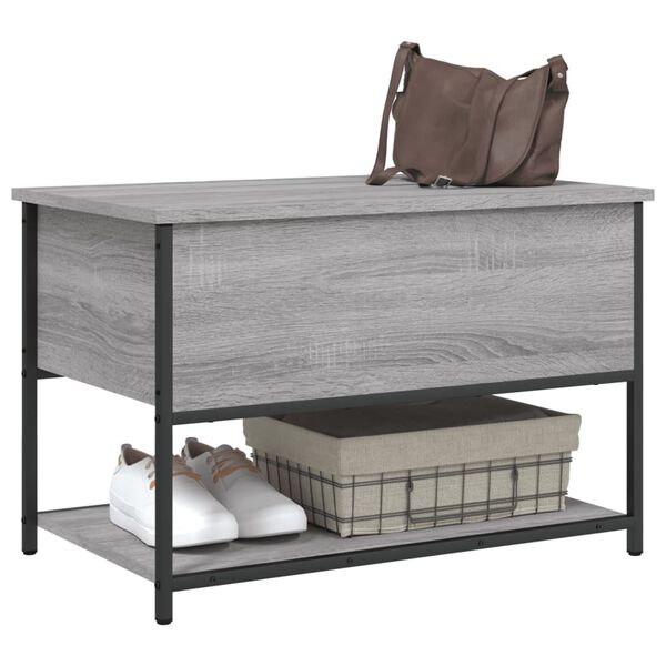 vidaXL Panca Portaoggetti Grigio Sonoma 70x42,5x47cm Legno Multistrato