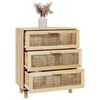 vidaXL Credenza Marrone 60x30x70cm Legno Massello Pino Rattan Naturale