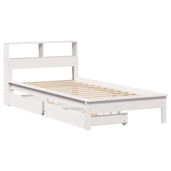 vidaXL Letto Libreria senza Materasso Bianco 100x200 cm Legno di Pino