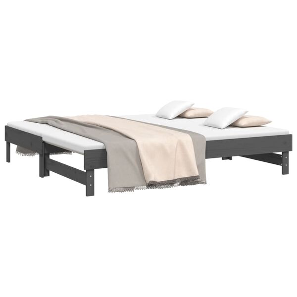 vidaXL Dormeuse Estraibile Grigia 2x(90x190) cm Legno Massello di Pino