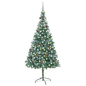 vidaXL Albero di Natale Preilluminato con Palline e Pigne 210 cm