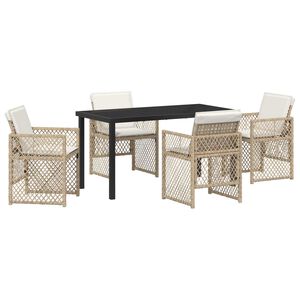 vidaXL Set da Pranzo per Giardino 5 pcs Beige polyrattan
