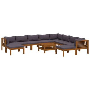 vidaXL Set Divani da Giardino 11 pz con Cuscini in Massello di Acacia
