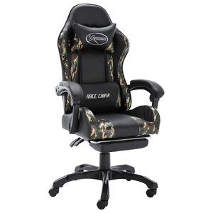 vidaXL Sedia da Gaming con Poggiapiedi Nera e Mimetica in Similpelle