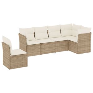 vidaXL Set Divano da Giardino 6 pz con Cuscini Beige in Polyrattan