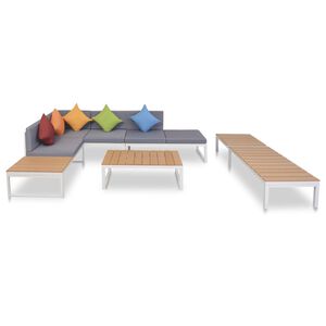 vidaXL Set Divani da Giardino 5 pz con Cuscini in Alluminio e WPC