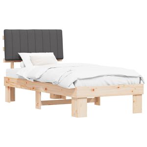 vidaXL Letto con Testiera Rivestita Grigio scuro 90 x 190 cm