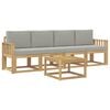 vidaXL Set di divani da esterno 5 pz Bianco e Grigio Chiaro Poliestere