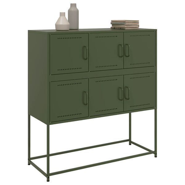 vidaXL Credenza Verde Oliva 100,5x39x79 cm in Acciaio