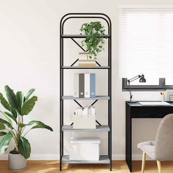 vidaXL Libreria Grigio Sonoma 60 x 30 x 183 cm Legno multistrato