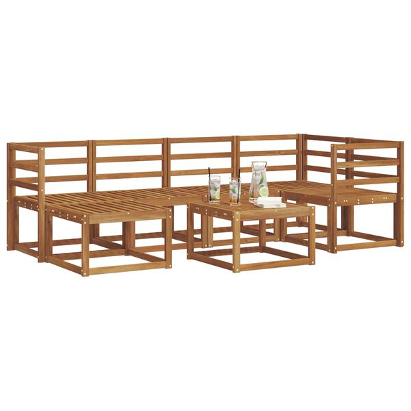 vidaXL Set di divani da esterno 7 pcs Grigio Naturale e Chiaro