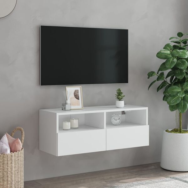 vidaXL Mobile TV a Parete Bianco 80x30x30 cm in Legno Multistrato