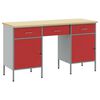 vidaXL Mobile da lavoro 3 pcs Rosso Legno ingegnerizzato e acciaio