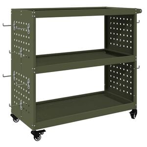 vidaXL Carrello per Attrezzi con ruota Verde Oliva 75 x 35 x 73 cm