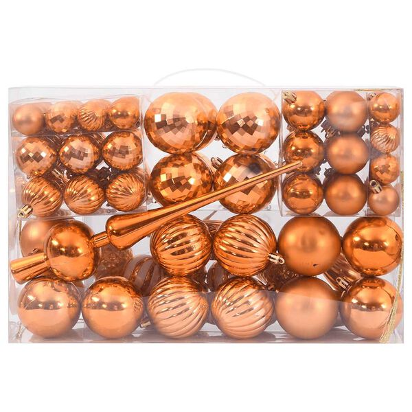 vidaXL Palline di Natale 98 pz Rame &Oslash;3/4/6 cm