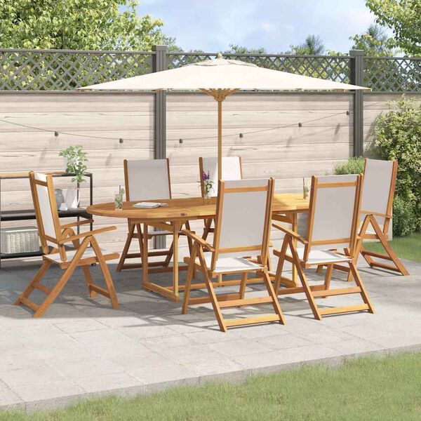 vidaXL Set Pranzo da Giardino 9pz Legno Massello di Acacia e Textilene