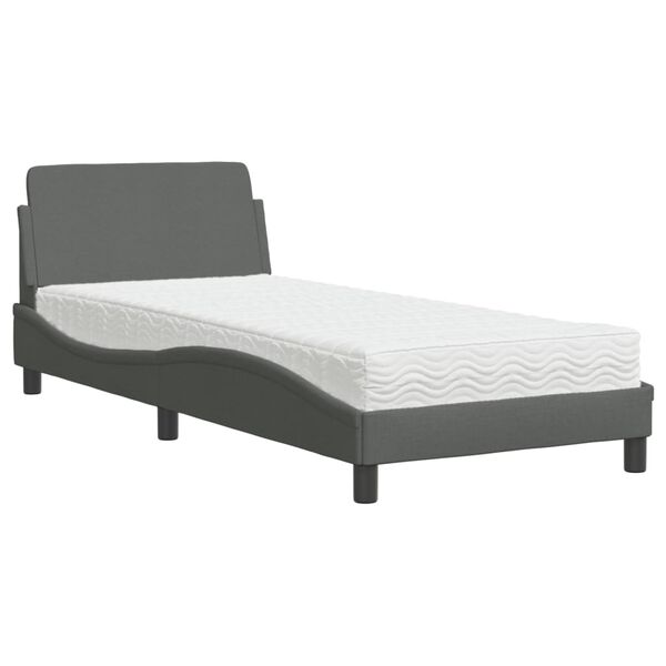 vidaXL Letto con Materasso Dover Grigio Scuro 90x200 cm in Tessuto