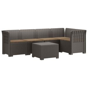 vidaXL Divano da Giardino 5 Posti con Cuscini Stile Rattan PP