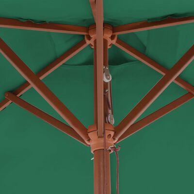 vidaXL Ombrellone da Esterni con Palo in Legno 150x200 cm Verde
