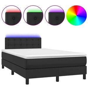 vidaXL Letto a Molle con Materasso e LED Nero 120x190 cm in Similpelle