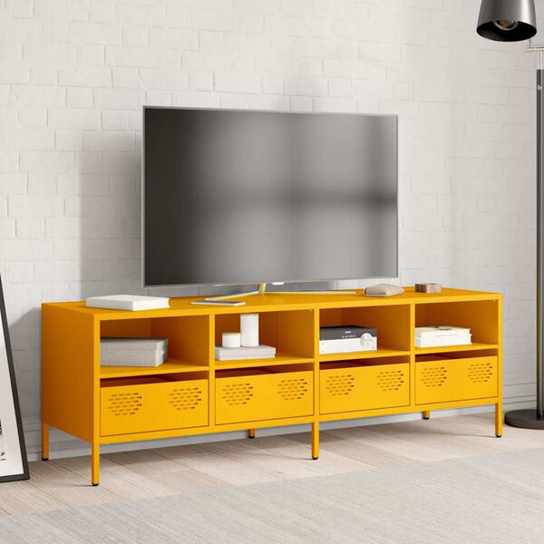 vidaXL Mobile TV Giallo Senape 135x39x43,5 cm in Acciaio