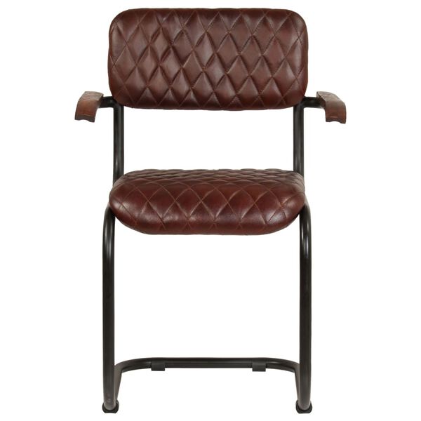 vidaXL Sedie da Pranzo con Braccioli 2 pz Marroni in Vera Pelle