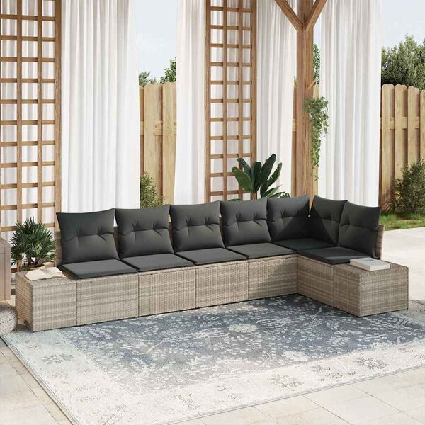 vidaXL Set Divano da Giardino 6 pcs Grigio chiaro polyrattan