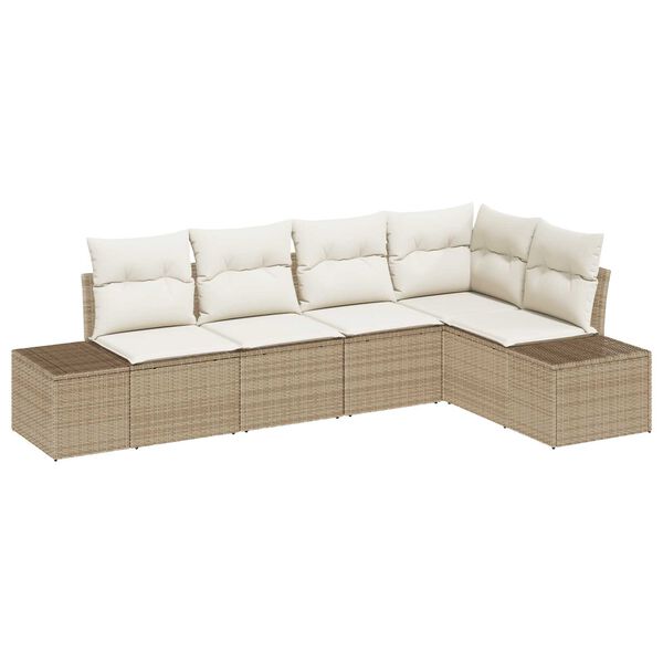 vidaXL Set Divano da Giardino 5 pcs Beige polyrattan