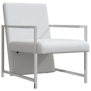 vidaXL Poltrona con Gambe Cromate Bianca in Similpelle