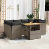 vidaXL Set Divani da Giardino 7 pz con Cuscini Grigio in Polyrattan