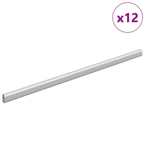 vidaXL Asta per armadio 12 pcs Argento 764 x 15 x 29 mm