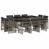 vidaXL Set da Pranzo da Giardino 11pz con Cuscini in Polyrattan Grigio