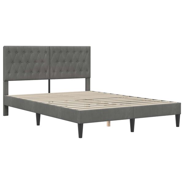 vidaXL Struttura letto con materasso Grigio scuro 120 x 190 cm Velluto