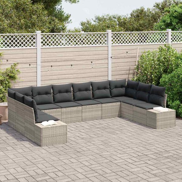 vidaXL Set Divano da Giardino 10 pcs Grigio chiaro Polyrattan