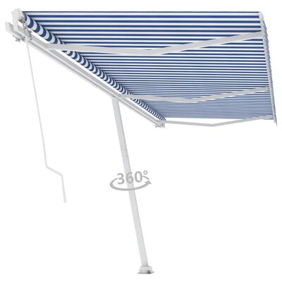 vidaXL Tenda da Sole Autoportante Manuale 600x350 cm Blu Bianca