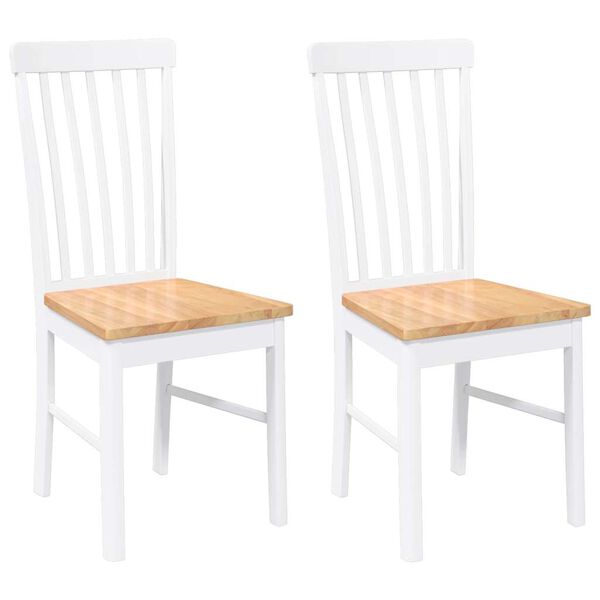vidaXL Sedie da Pranzo 2 pz Bianche in Legno Massello di Hevea