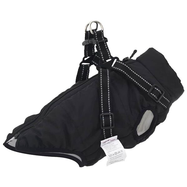 vidaXL Cappotto Cani con Imbracatura Impermeabile Riflettente Nero L24