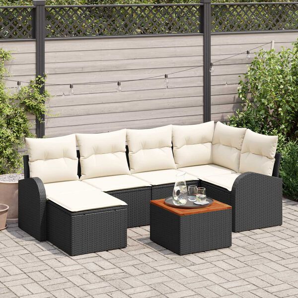 vidaXL Set Divano da Giardino 7 pcs Nero e bianco