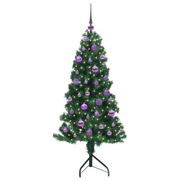 vidaXL Albero di Natale Artificiale Angolare con 150 LED Verde 150 cm
