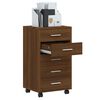 vidaXL Cassettiera con Ruote rovere marrone in Legno Multistrato