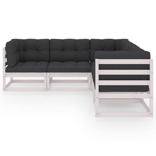 vidaXL Set Divani da Giardino 5 pz con Cuscini Legno Massello di Pino