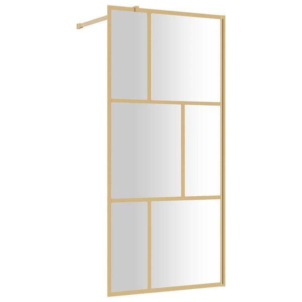 vidaXL Parete per Doccia Walk-in Vetro Trasparente ESG 80x195 cm Oro