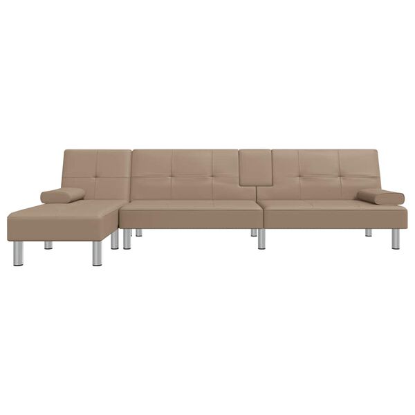 vidaXL Divano Letto a L Cappuccino 255x140x70 cm in Similpelle