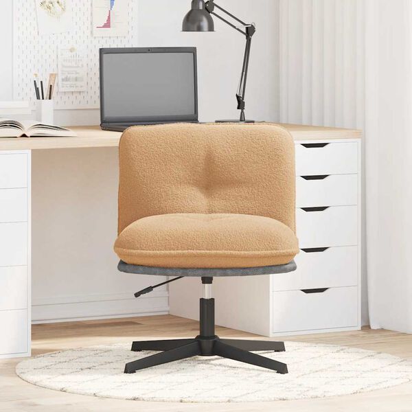 vidaXL Sedia da Ufficio Girevole in Tessuto Riccio Beige Effetto Lana